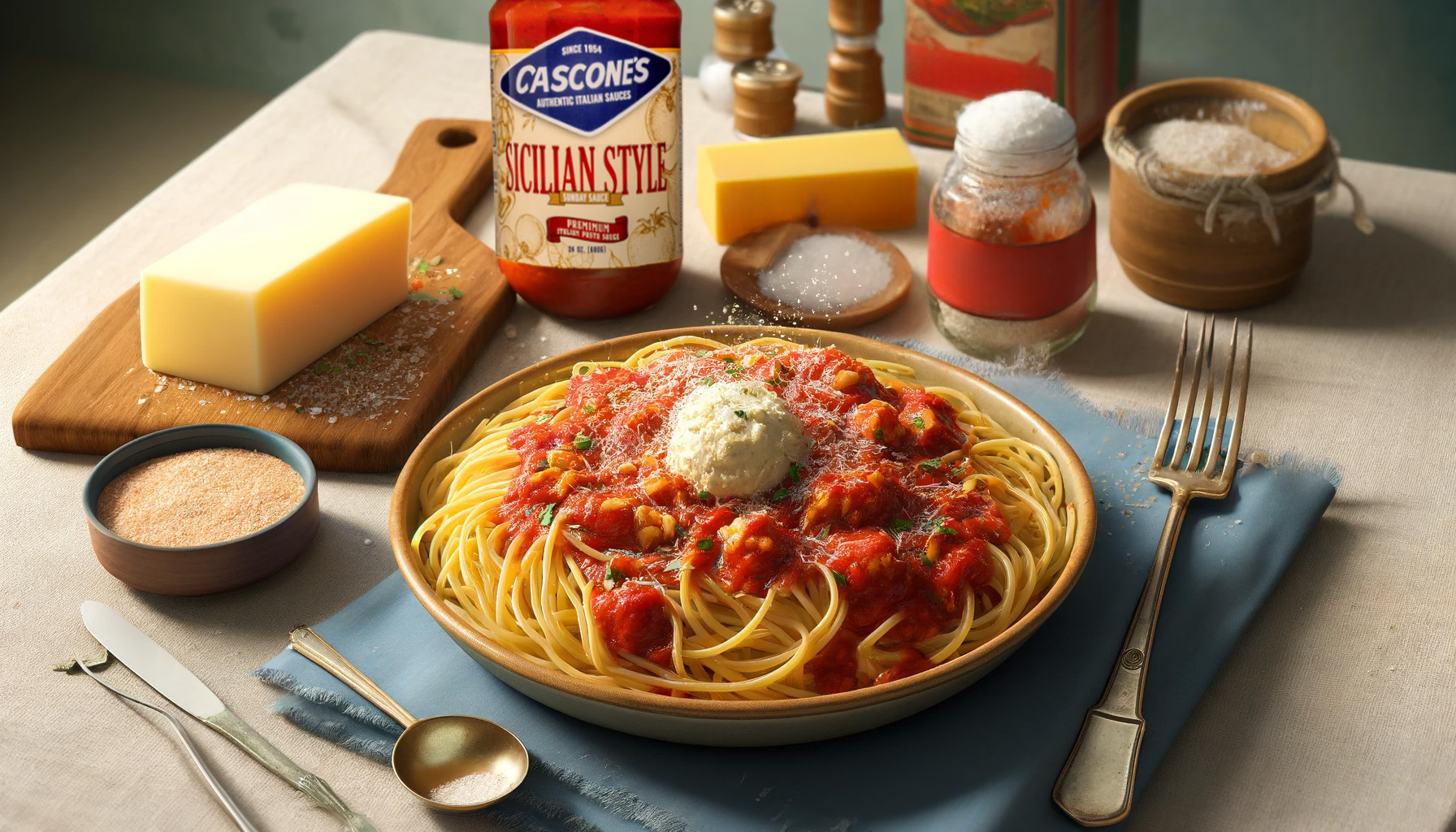 Anthony's Favorite Spaghetti made with Cascone's Sicilian Style Sunday Sauce
