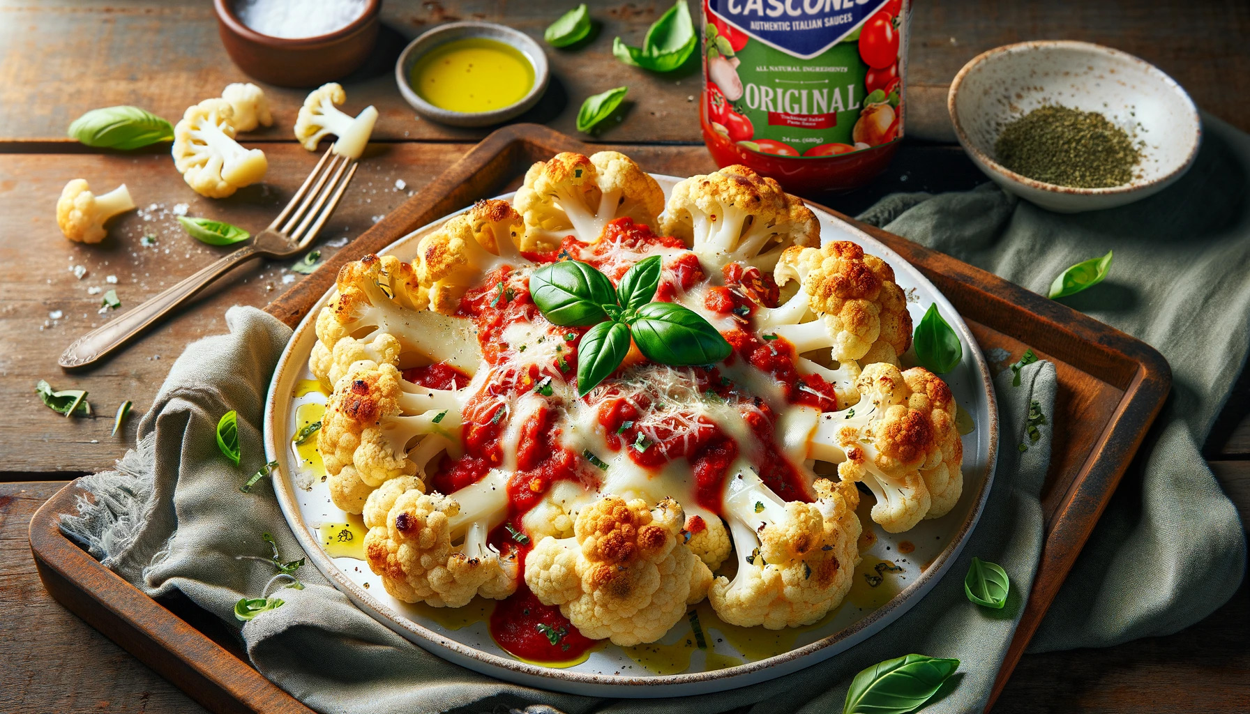 Cauliflower Parmigiana made with Cascone's Marinara Pasta Sauce